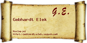 Gebhardt Elek névjegykártya